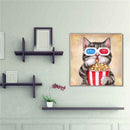 DIY Full Drill Painting Cute Cat Animal Round Diamond Rhinestone Drawing Decor