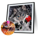 5D DIY Full Drill Diamond Painting Rose Wolf Cross Stitch Embroidery Kit Newly