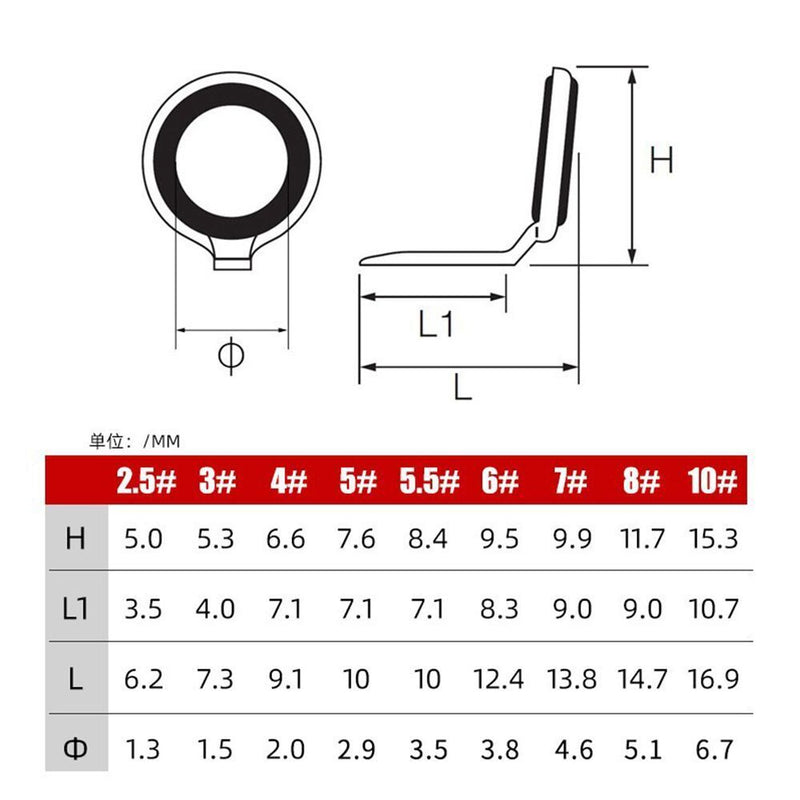 Steel 2.5#-10# Single Leg Eye Ceramic Ring Tip Repair Kit Fishing Rod Guide