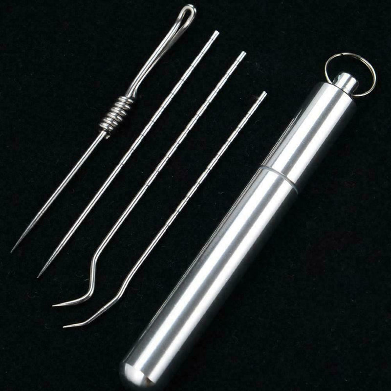 4pcs Steel Toothpick Care + Toothpick Holder Outdoor A2U3 K5F9 Set W1H0 E6B4
