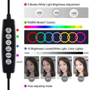 with Tripod LED Ring Light Selfie Video Light 8 Colors RGBW USB 10 Modes