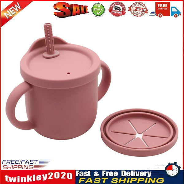 Portable Baby Silicone Cup BPA-Free Leakproof Storage Snack Bottle (Red) Newly