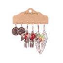 Bohemia Jewelry Geometric Drop Dangle Circle Leaf Earrings Set Tassel Fringe