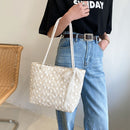 Fashion Women Straw Woven Lace Shoulder Bag Ladies Beach Handbags (Beige)