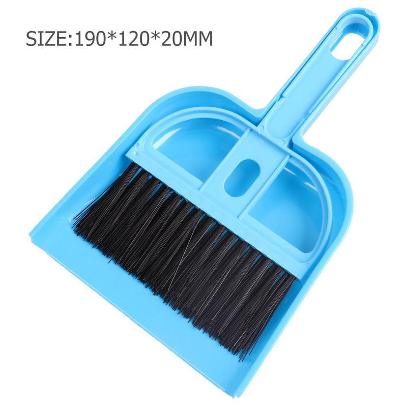 Mini Desktop Plastic Sweep Cleaning Brush Small Broom Dustpan Set (Blue) Newly