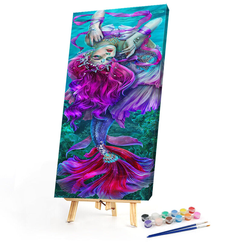 Mermaid DIY Zero Basis Paint by Number Kits Picture Colouring Kits Kill Time
