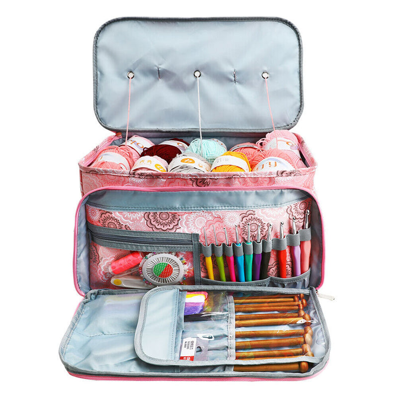 600D Oxford Cloth Yarn Case Storage Bag Printed Knitting Crochet Tools Pouch