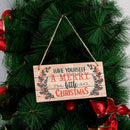 Hanging Wood Plaque Merry Christmas Wooden Door Hanging Sign Wall Art
