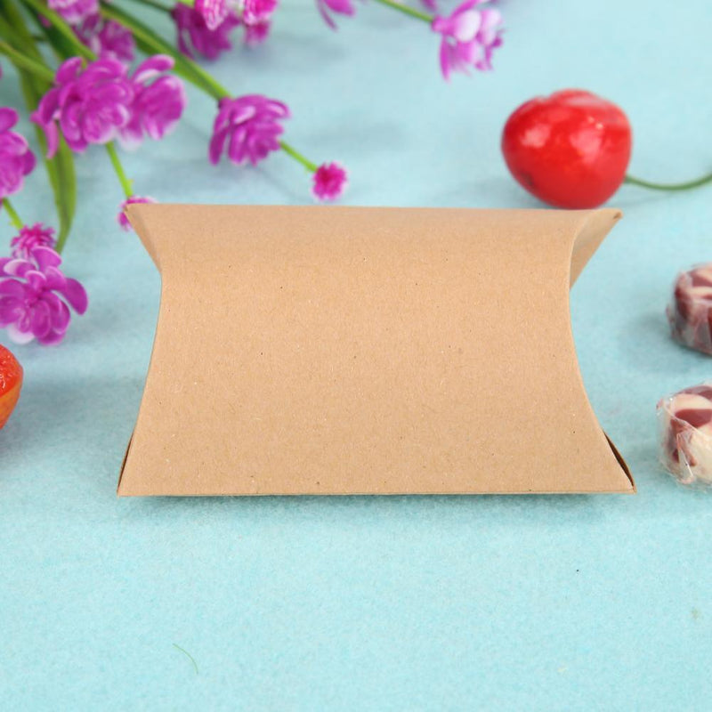 10pcs Packaging Gift Pillow Shape Candy Box Bag Wedding Favor (Kraft Paper)