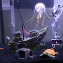 Aquarium Ornament   Sailing Boat Sunk Ship Destroyer Fish Tank Cave Decor Newly