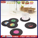 6 PCS Coasters for Drinks Vinyl Record Retro Mats Cup Mat for Wine Glass Tea