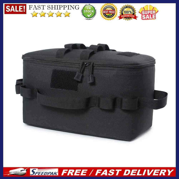 Camping Gas Tank Storage Bag Outdoor Ground Nail Cookware Holder (Black)