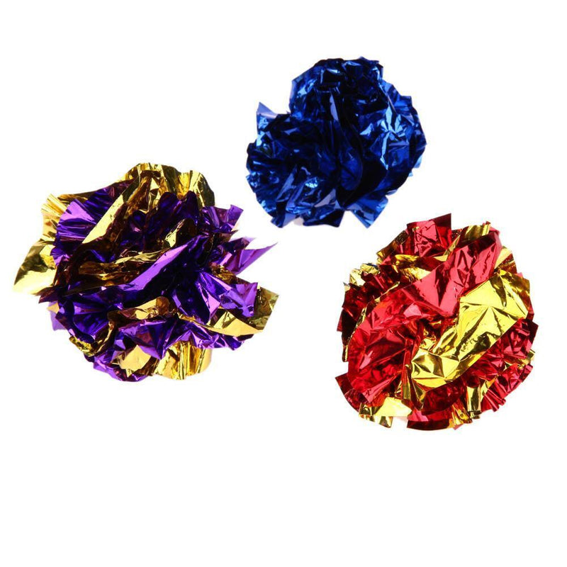 Cat Mylar Balls Colorful Ring Paper Shiny Crinkly Balls Sound Toys(6pcs)