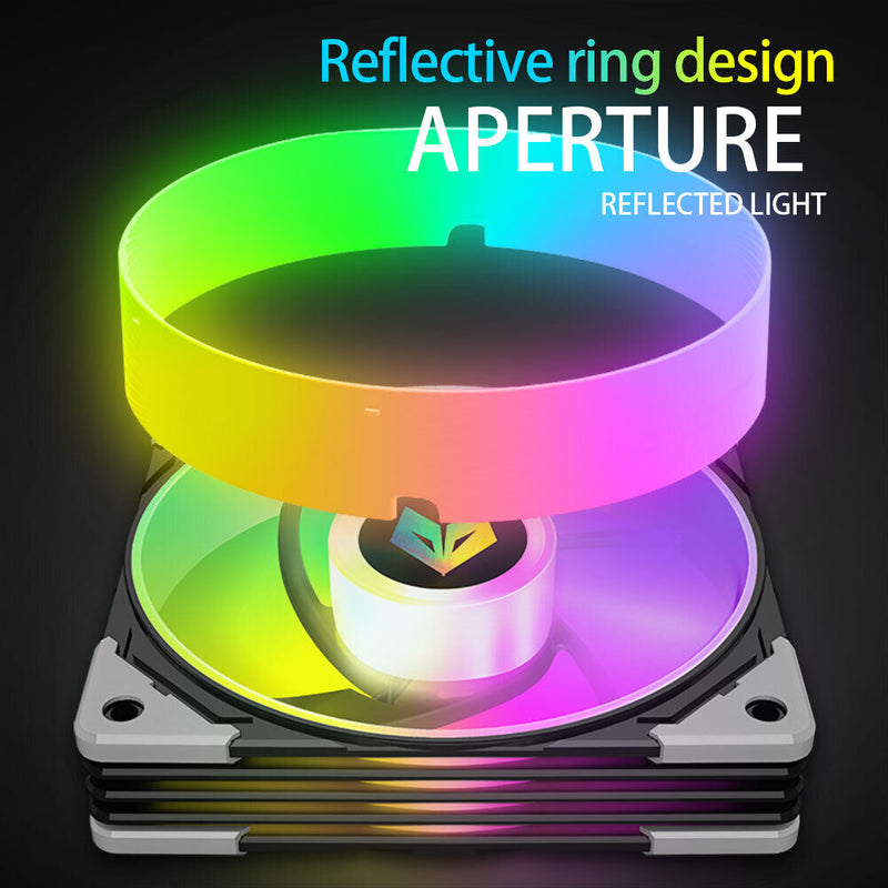 COOLMOON CPU Cooler 3 Pin ARGB FDB Bearing PWM PC Quiet Cooling Fan (Black)