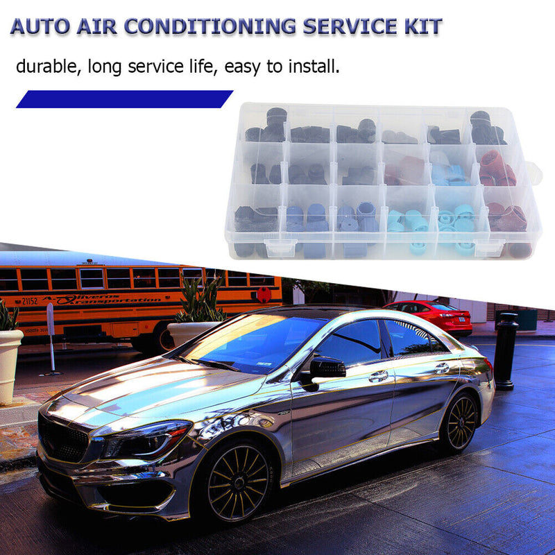 90pcs/set Car AC Air Conditioning High Low Side Service Port Cap Kit R134a