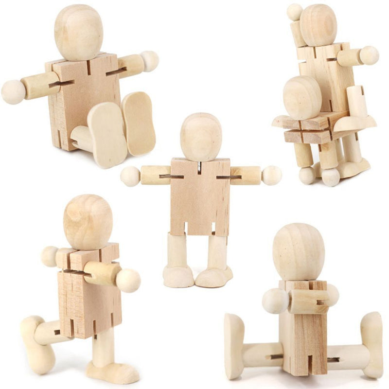 Decoration Graffiti Wooden Puppet Joint White Embryo Robot Deformation puppet