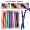 12pcs Non Blooming Liquid Colorful Eyeliner Waterproof Matte Makeup Pencil