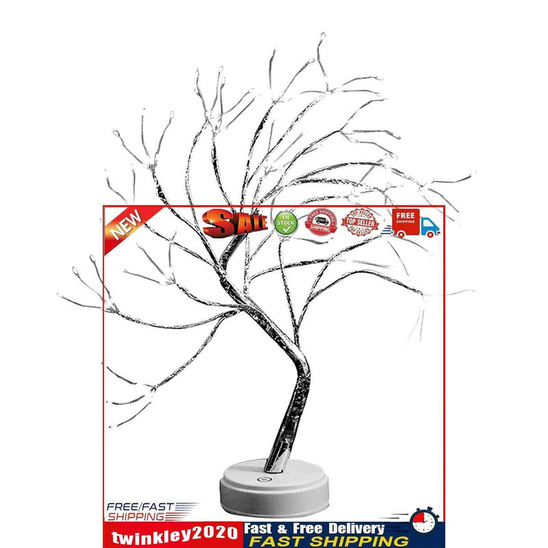 20 inch Tabletop Bonsai Tree Light, 108 LED Copper Wire Lamp (White) Newly