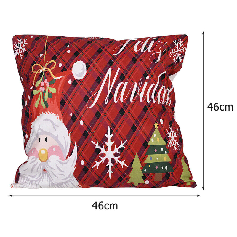 Merry Christmas Retro Print Pillowcase Throw Pillow Case Home Ornaments Gift