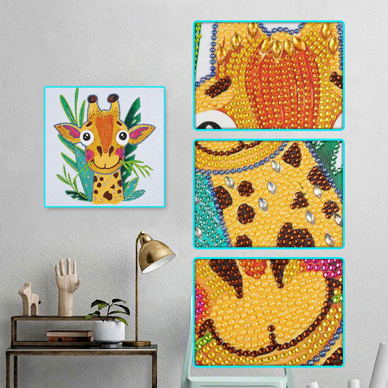 Partial Special Diamond Painting Cartoon Giraffe Head Rhinestone Mosaic Picture