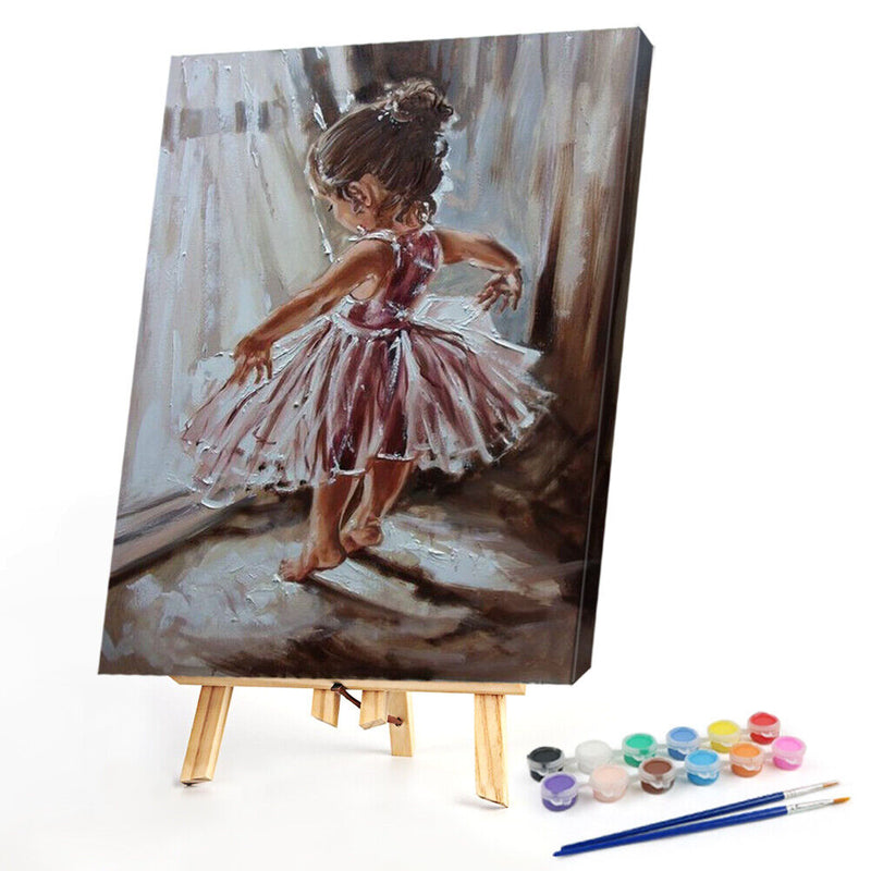 Hand Painted Oil Paint By Numbers DIY Dancing Girl Drawing Wall Decoration Gift