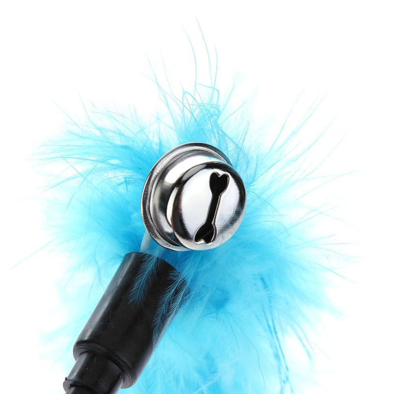 Pet Teaser Feathers Bell Stick Cats Catcher Interactive Wand Toys (Blue)