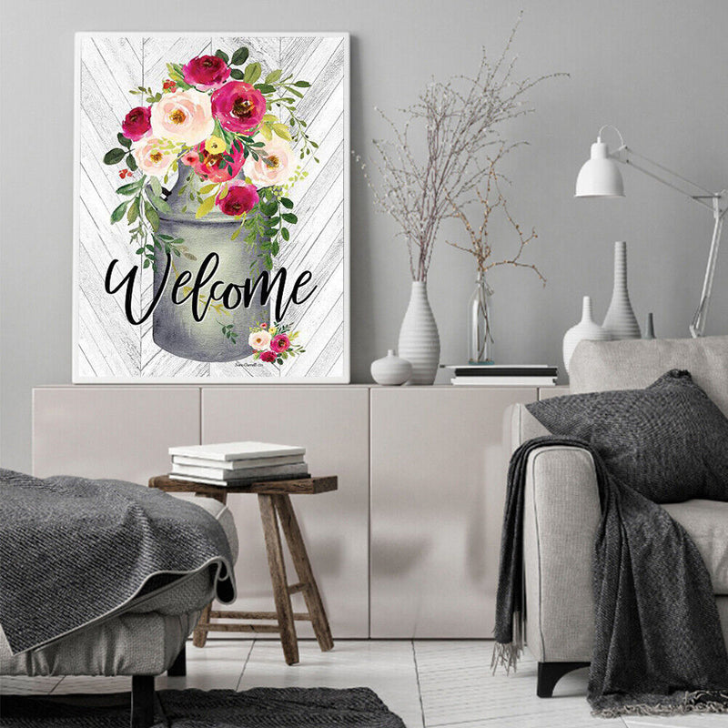 DIY Digital Picture Welcome Flowers Frameless Oil Painting By Number Handicraft