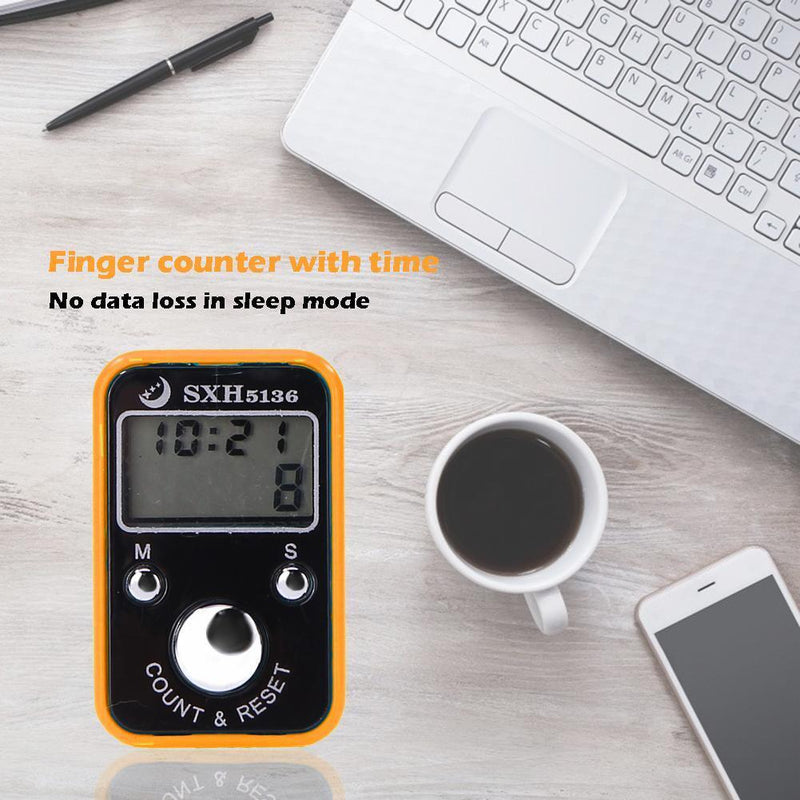 Mini Finger Counter Electronic Tally Counter with Time Function (Orange)