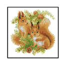 14CT Printed Partial Cross Stitch DIY Squirrels Hand Painting Living Room Decor