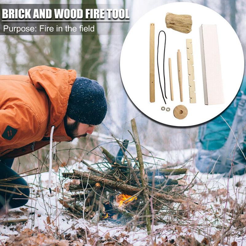 Survival Wood Make Fire Drilling Tool Kits for Outdoor Camping Hiking Activity