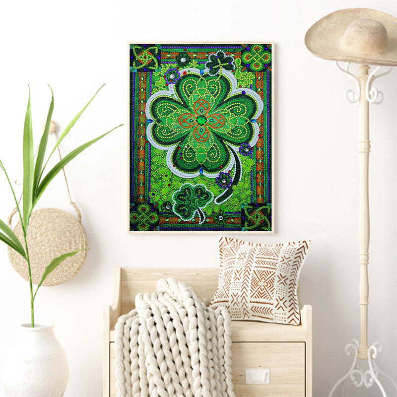 5D DIY Part Special Drill Diamond Painting Oven Leaf Clover Home Wall Art Craft