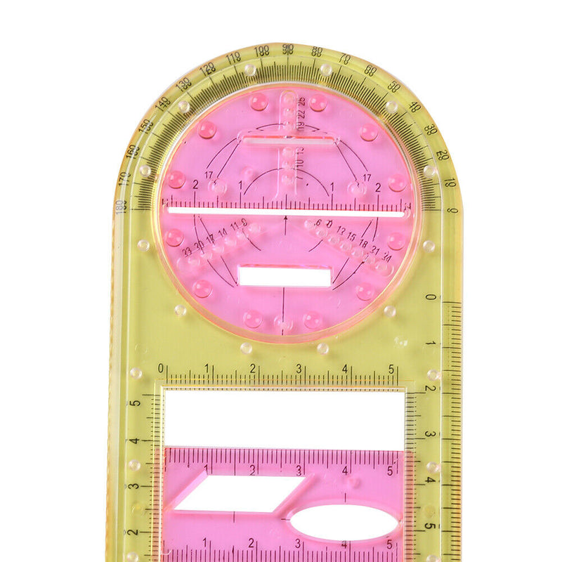 Multifunctional Geometric Drawing Ruler Students Circle Drafting Measuring Tools