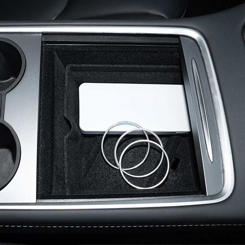 2pcs Flocking Organizer Container for Tesla 3/ Y Car Central Armrest Storage