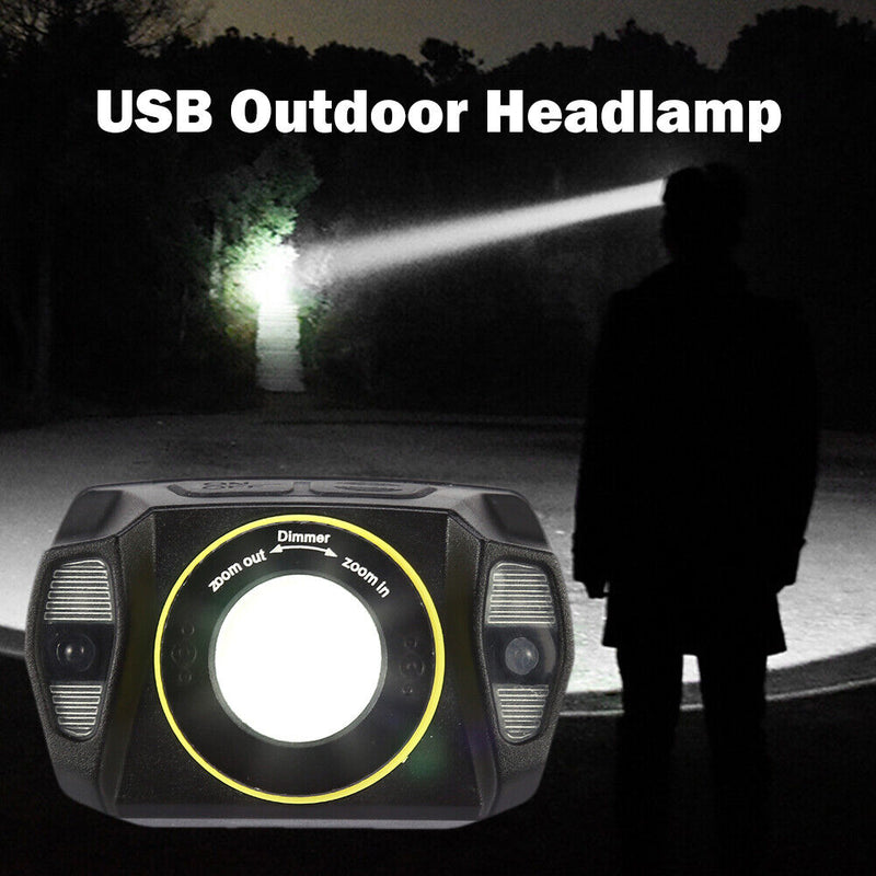 Portable Powerful USB LED Headlamp Outdoor Rotating Zoom Camping Lights Newly