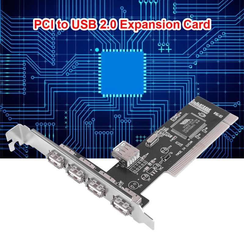 4 Ports USB PCI Controller Cards 480Mb/s PCI to USB 2.0 Expansion Card Newly