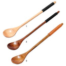 5PCS Long Handle Spoon Wood Soup Coffee Kitchen Tableware (Old Paint Black)