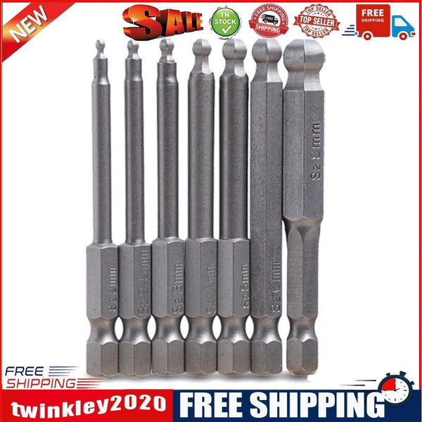 7pcs Magnetic Ball End Hex Shank 65mm Allen Wrench Screwdriver Drill Bits