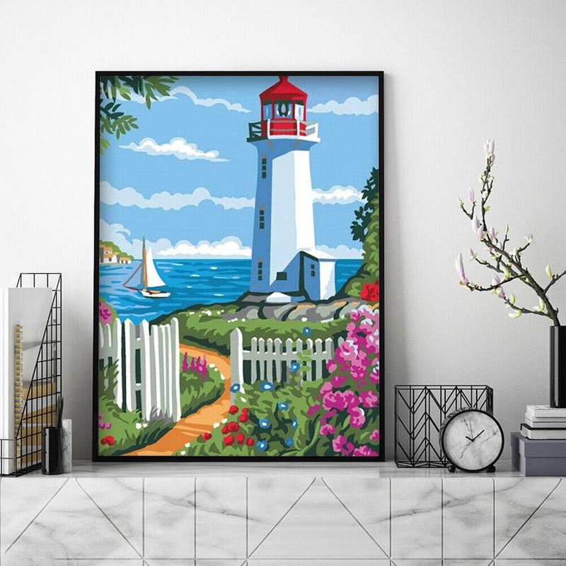 Lighthouse Oil Paint by Numbers Hand Painted Frameless Picture Home Ornament Kit