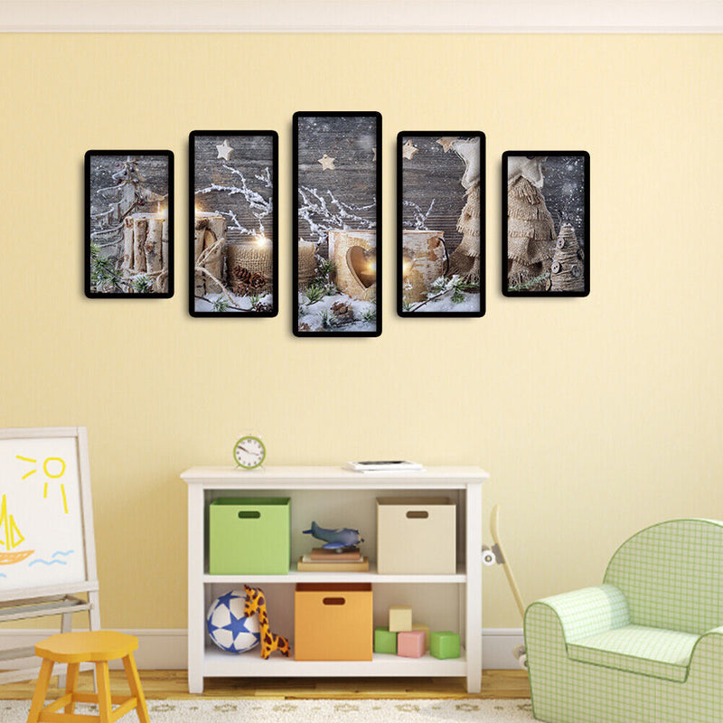 11CT Full Cross Stitch Christmas DIY 5 Panels Printed Wall Art Crafts Home Decor