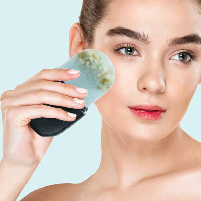 Reusable Silicone Ice Cube Gua Sha Massager Molds Shrink Pores Tool (Black)