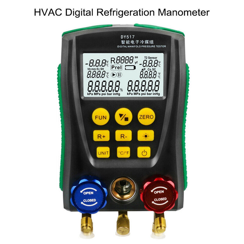 DY517 Pressure Gauge Refrigeration Digital Vacuum Pressure Manifold Tester Newly