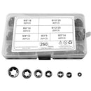 260Pcs/Box Star Nut Metal Starlock Push-on Locking Washer Fastener Kit M3-M12