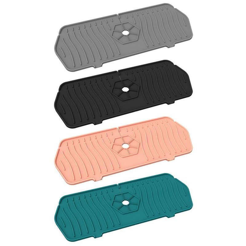 Kitchen Faucet Mat Silicone Sink Splash Guard Counter Draining Pad (Pink)