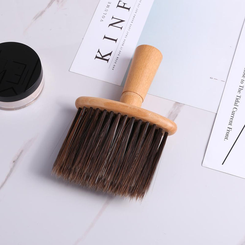 Wood Handle Neck Face Duster Hairbrush Salon Cutting Hairdressing Styling Tool
