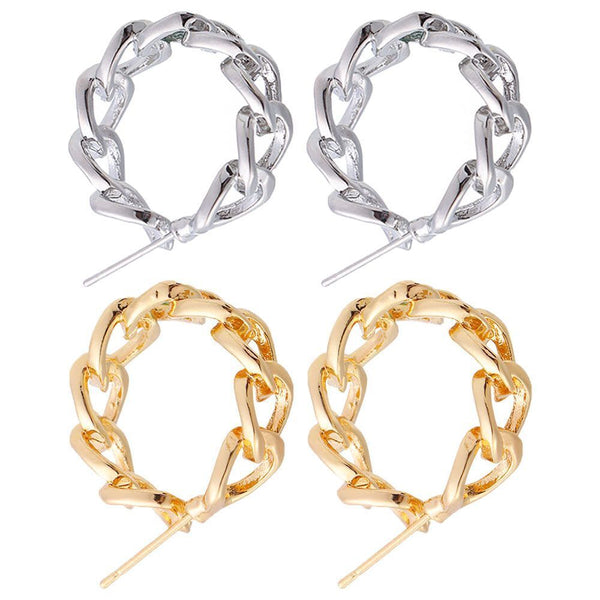 Wedding Jewelry Metal Round Earrings Geometric Hollow Chain Hoop Earrings