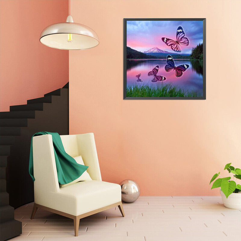 5D DIY Butterflies Full Round Drill Mosaic Diamond Painting Rhinestone Art Cr