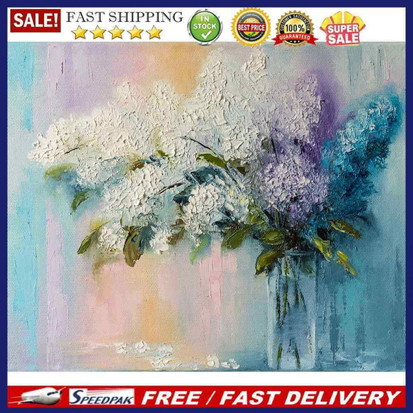 Frameless Oil Paint By Numbers DIY Vase Lavender Picture Craft Home Decorat