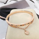 Forever Love Stainless Steel Roma Letter Heart Dangle Bracelet Cuff Bangles