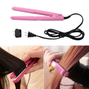 Mini Hair Straightener Flat Iron Curler  Ceramic Tourmaline Plates(Pink)