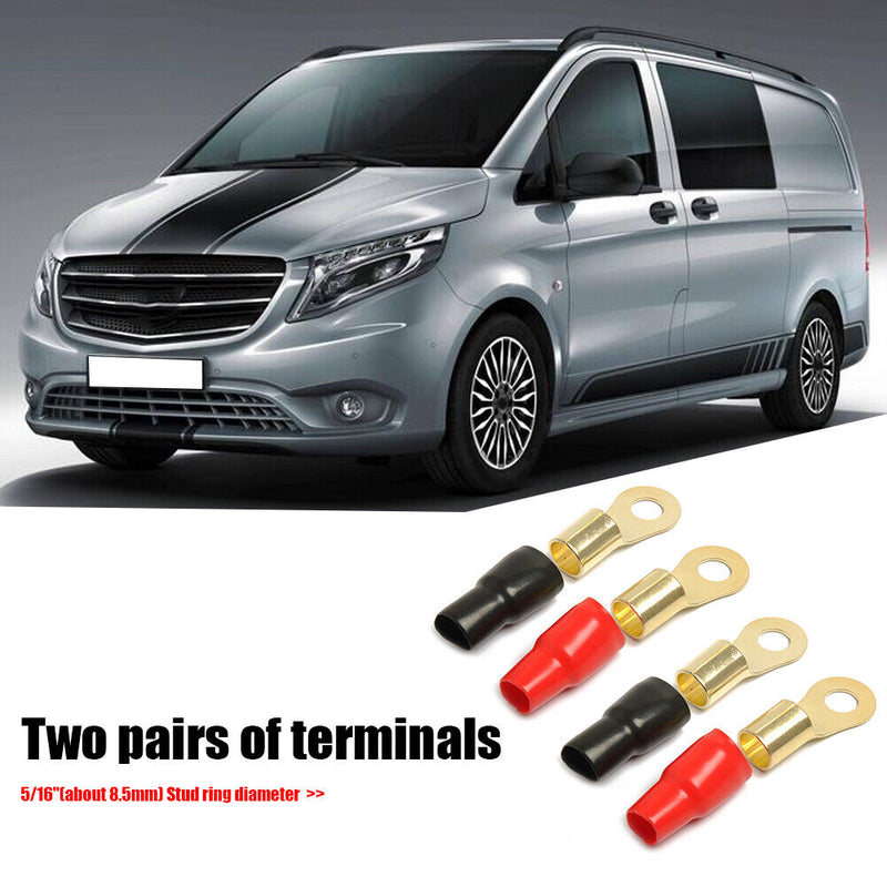2 Pairs Car Car 4GA Speaker Electrical Wire Connector Spade Crimp Terminals Kit